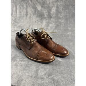 Men's Gordon Rush Lee Brogue Cap Toe Oxfords 9 M Brown Leather Derby Lace Shoes